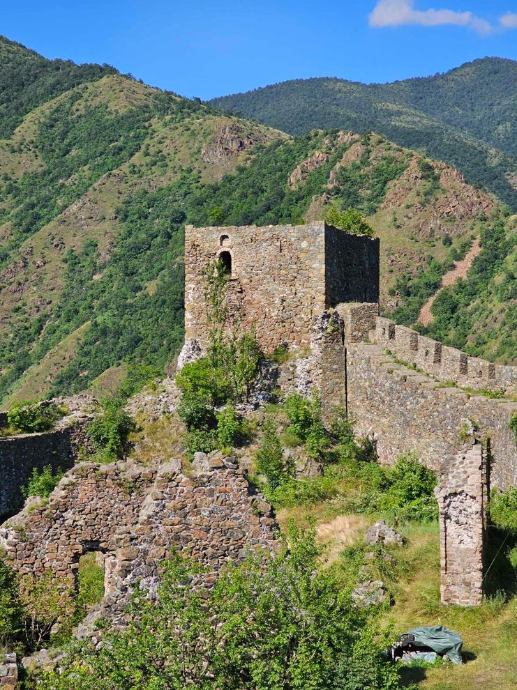 Бранич кула, остаци Палате и Цркве Светог Ђорђа и југоисточне зидине у Магличком замку. Аутор фотографије је Петар Нешић. Фотографија је власништво сајта Српска средњовековна историја.