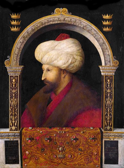 Портрет Мехмеда II, рад сликара Ђентилеа Белинија из 1480. године. Фотографија је преузета са Википедије.
