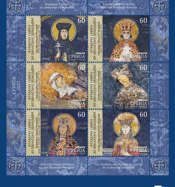 Поштанске марке српских средњовековних владарки из династије Немањић. Фотографије је власништво Поште Србије.